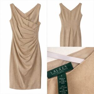 Lauren Ralph Lauren Beige Sleeveless Midi Dress
